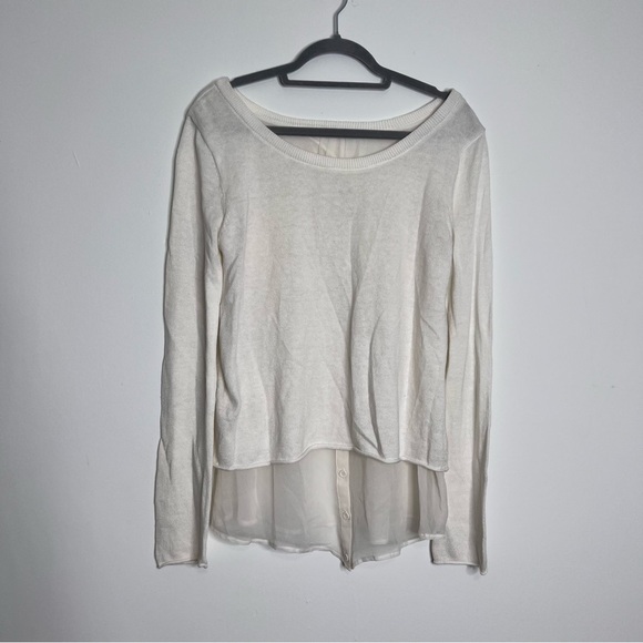 Subtle Luxury Layered Mix Media Silk Cotton Knit Sweater - Picture 1 of 6